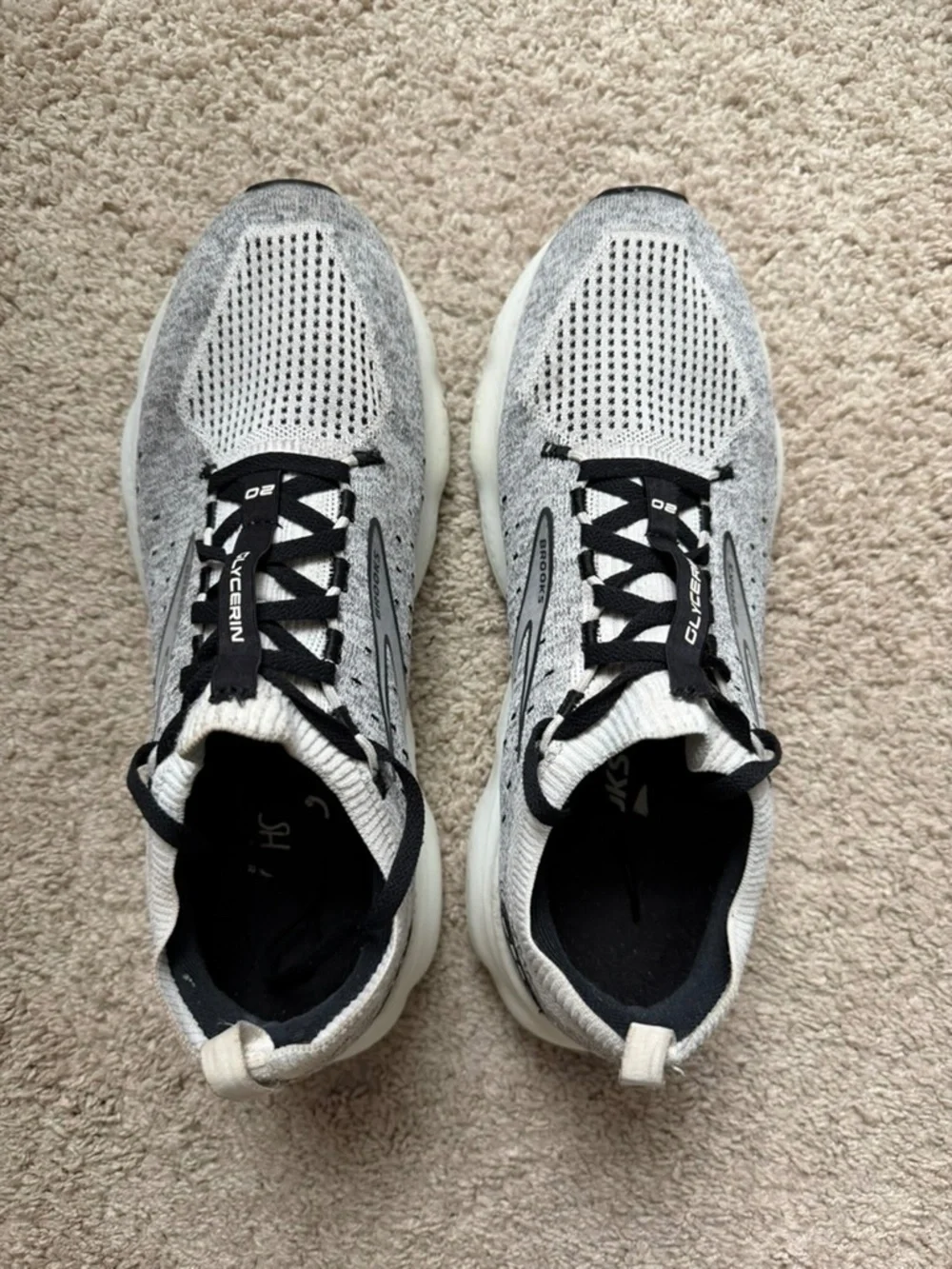 Brooks Glycerin StealthFit 20 Mens Size 10.5 D Grey Running Shoes 1103841D135
